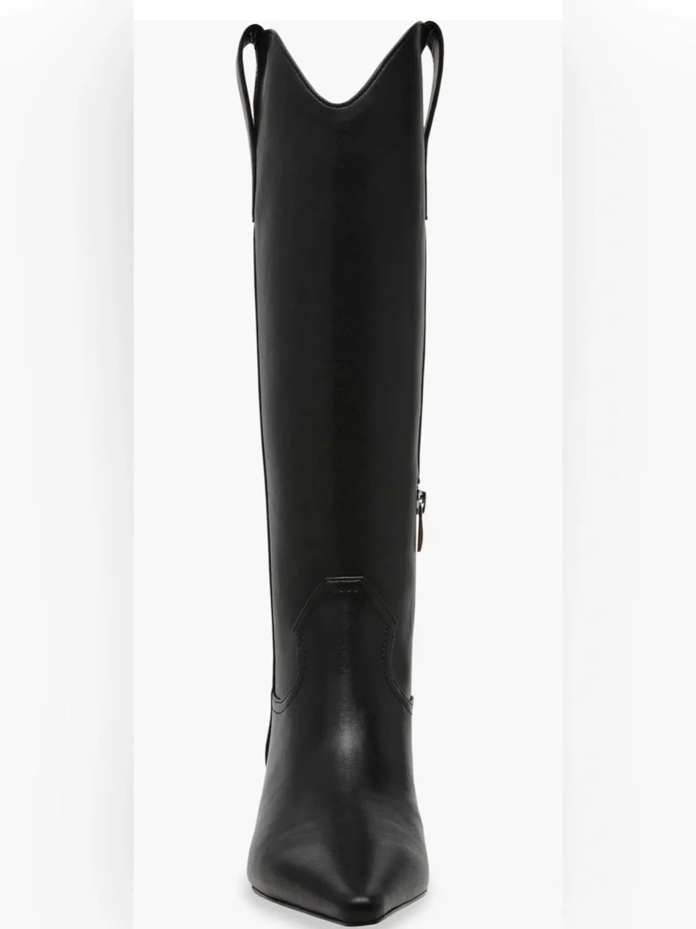Steven New York New Britt Knee High Western Boots Black Pointed Toe 7.5